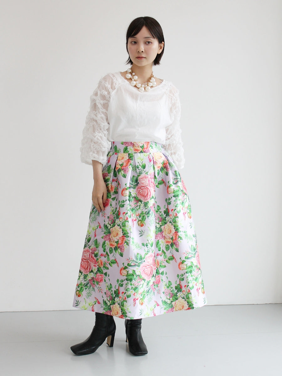 ボタニカルフラワー フレアスカート
